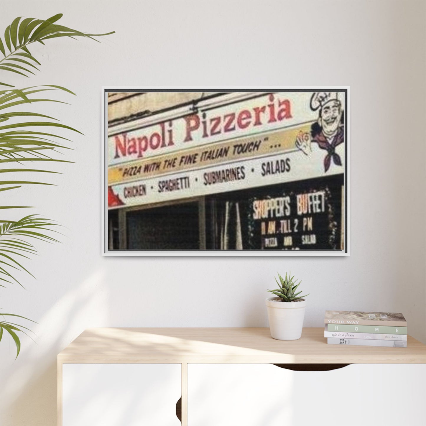 Napoli Pizzeria Retro Framed Canvas Print - Classic Italian Restaurant Decor