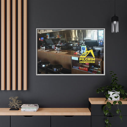 Pilgrim Resturant Counter Matte Canvas, Framed (Multi-color)