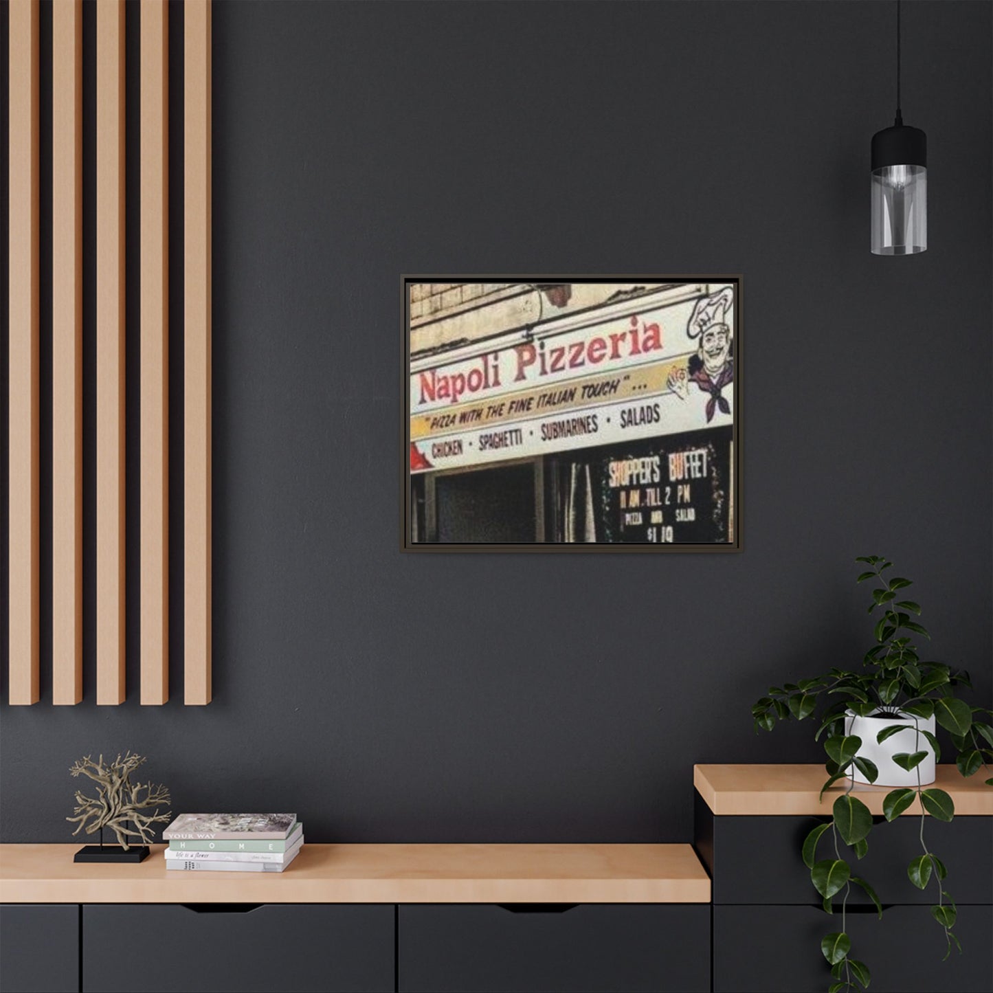 Napoli Pizzeria Retro Framed Canvas Print - Classic Italian Restaurant Decor