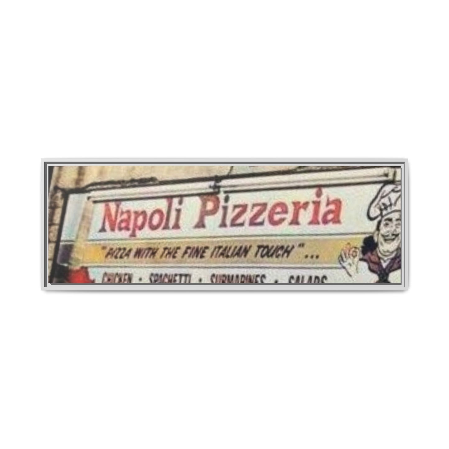 Napoli Pizzeria Retro Framed Canvas Print - Classic Italian Restaurant Decor