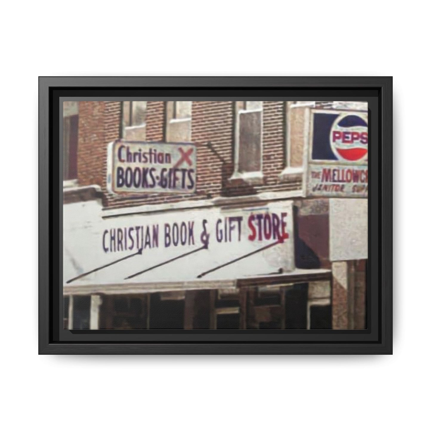 Christian Gift and Book Store Vintage Framed Canvas Art - Christian Book & Gift Store