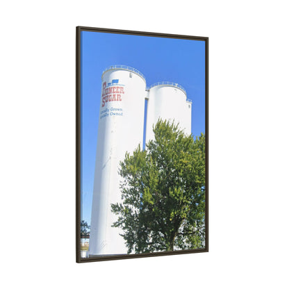 Pioneer Sugar Framed Matte Canvas Print - Vintage Farm Silos Art