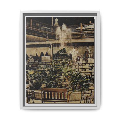 “Meet Me at the Fountain” C.F. Jackson’s Findlay, O. Vintage Matte Canvas Wall Art - Framed Historic Ohio Scene