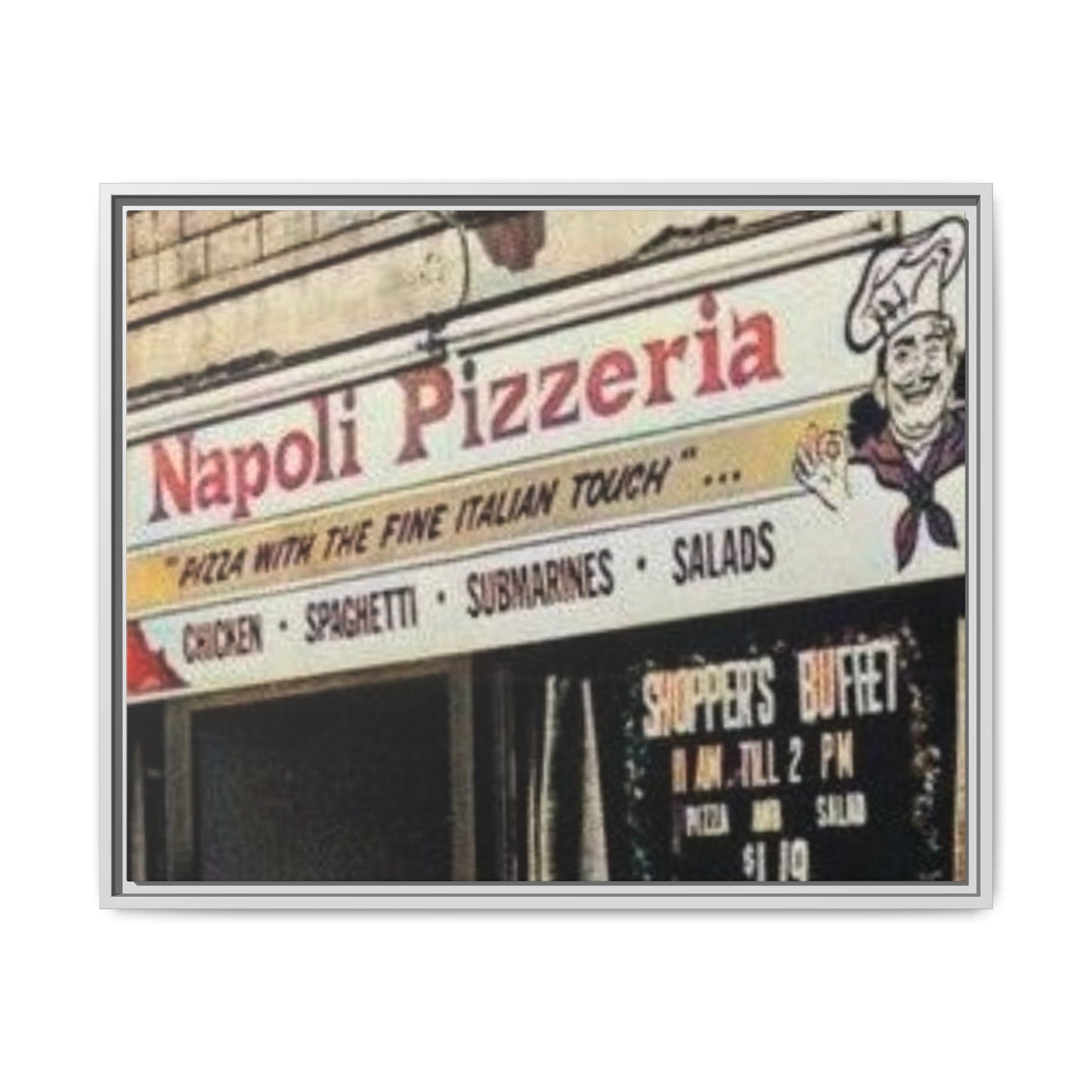 Napoli Pizzeria Retro Framed Canvas Print - Classic Italian Restaurant Decor