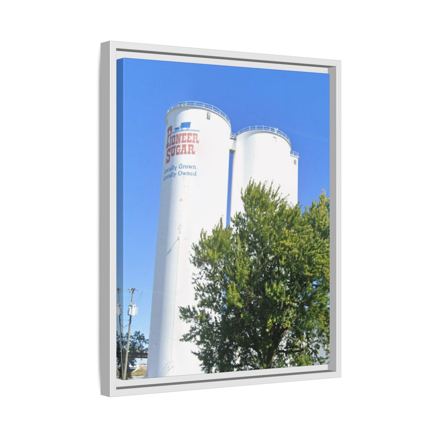 Pioneer Sugar Framed Matte Canvas Print - Vintage Farm Silos Art