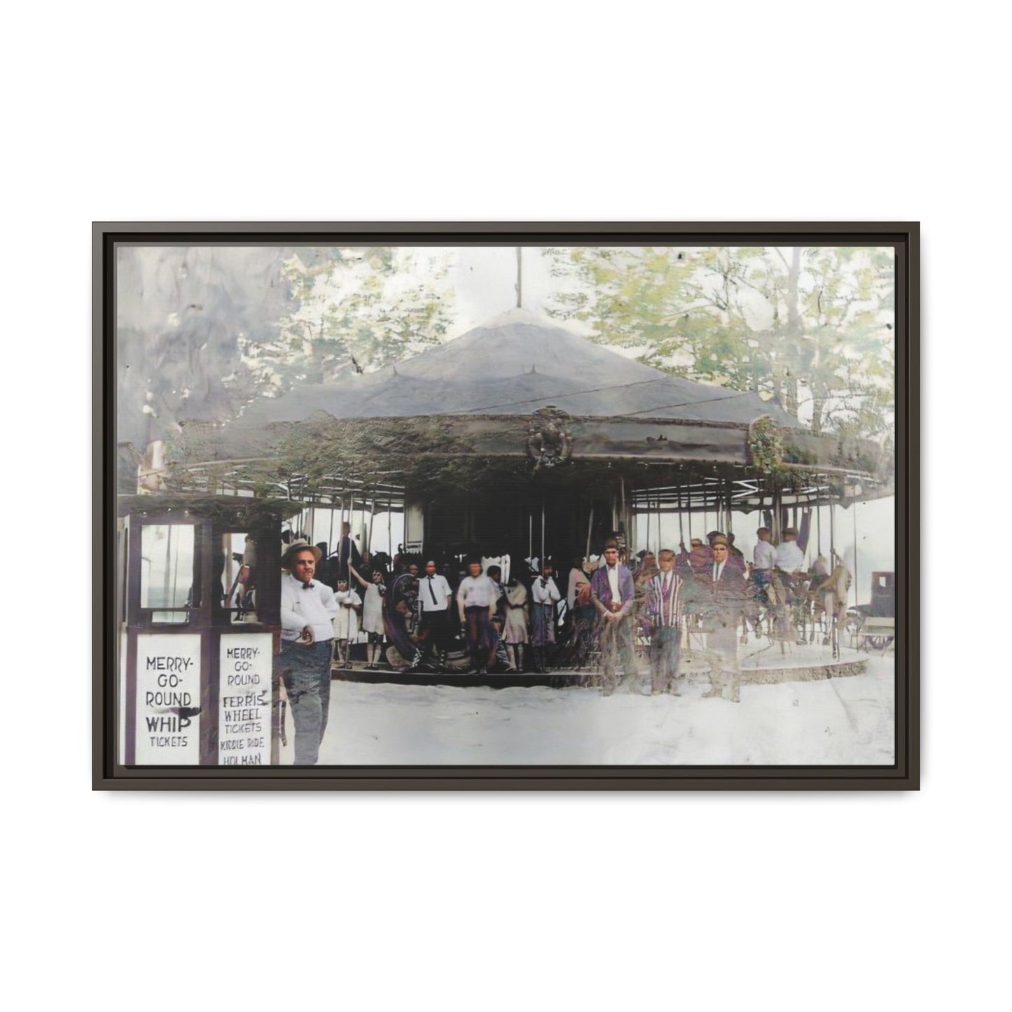 Vintage Carousel Wall Art - Matte Framed Canvas Print