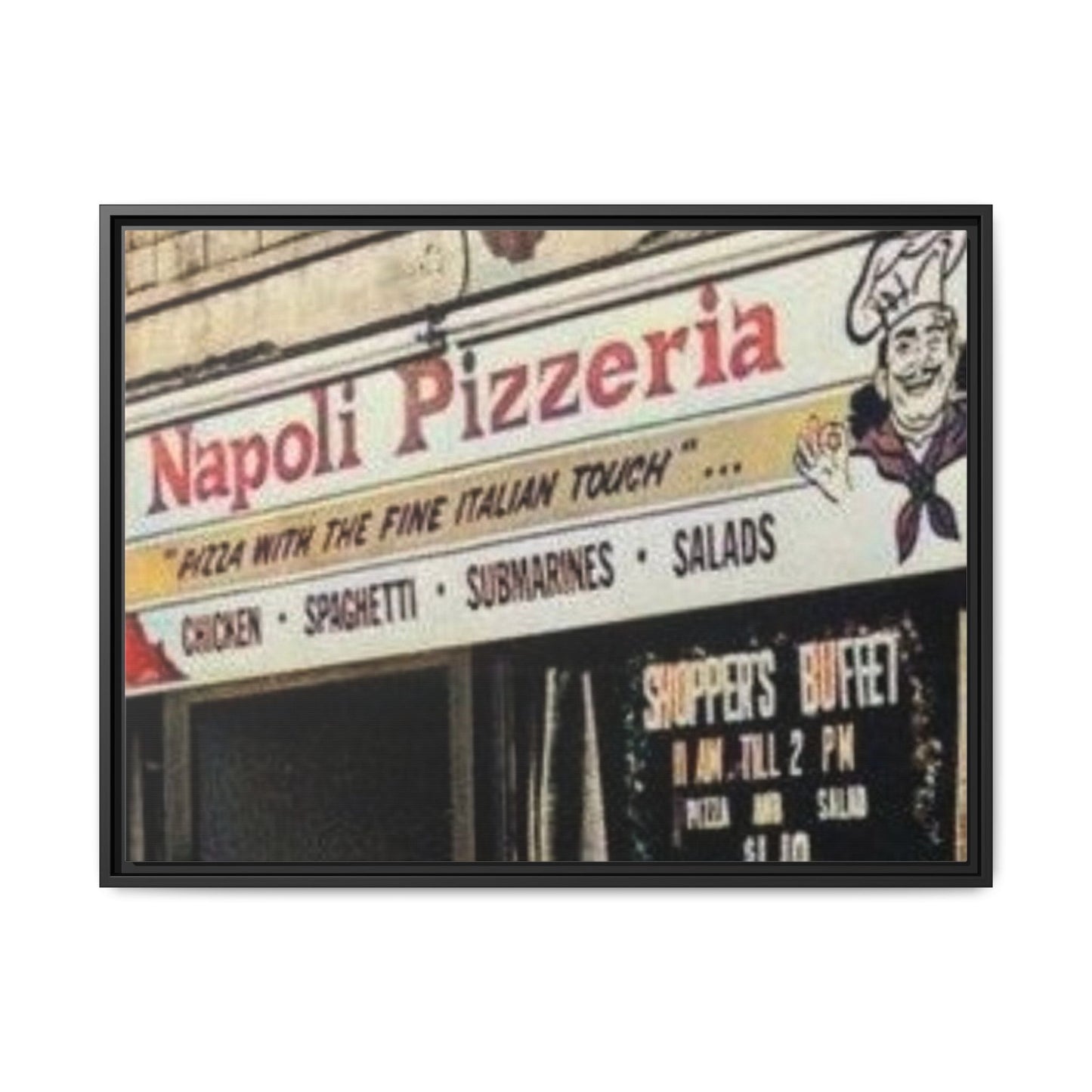 Napoli Pizzeria Retro Framed Canvas Print - Classic Italian Restaurant Decor