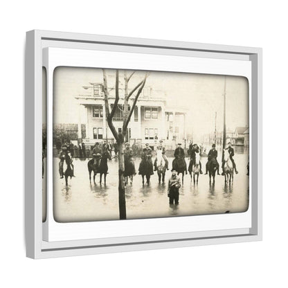 717 N Main Findlay, O  1913 Flood Original B & W Vintage Framed Matte Canvas - Equestrian Scene Wall Art