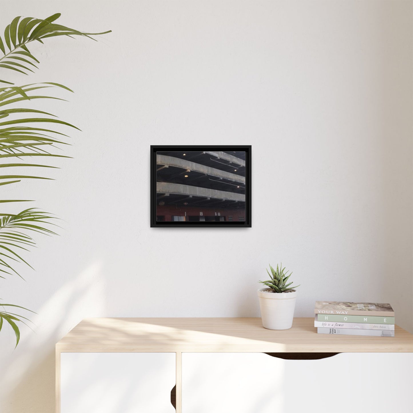 Downtown Findlay Parking Garage Urban Vibes Framed Canvas Art | Modern Wall Decor