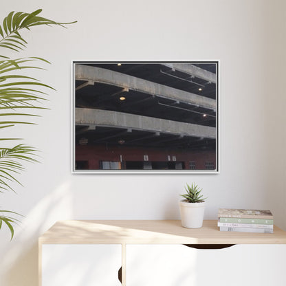 Downtown Findlay Parking Garage Urban Vibes Framed Canvas Art | Modern Wall Decor