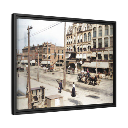 Marvin Block Findlay O. Vintage Street Scene Framed Matte Canvas - Urban Nostalgia Artwork