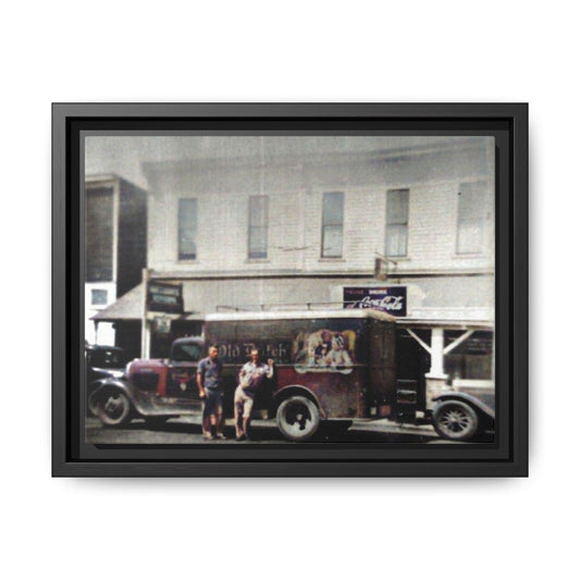 Old Dutch Delivery East Side Findlay, O Vintage Framed Canvas Print – Nostalgic Street Scene Decor