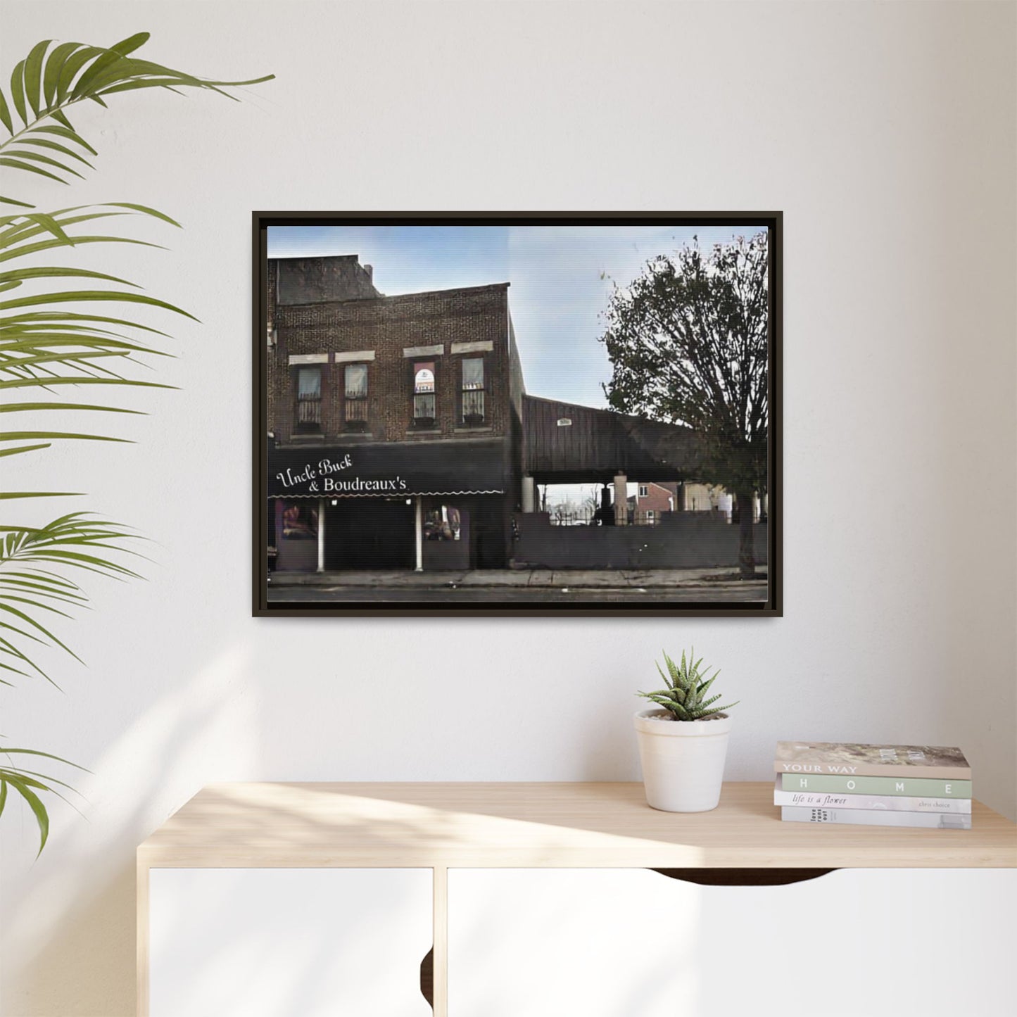 Uncle Buck & Boudreaux’s Framed Matte Canvas Art - Uncle Buck & Boudreaux's Street Scene Decor