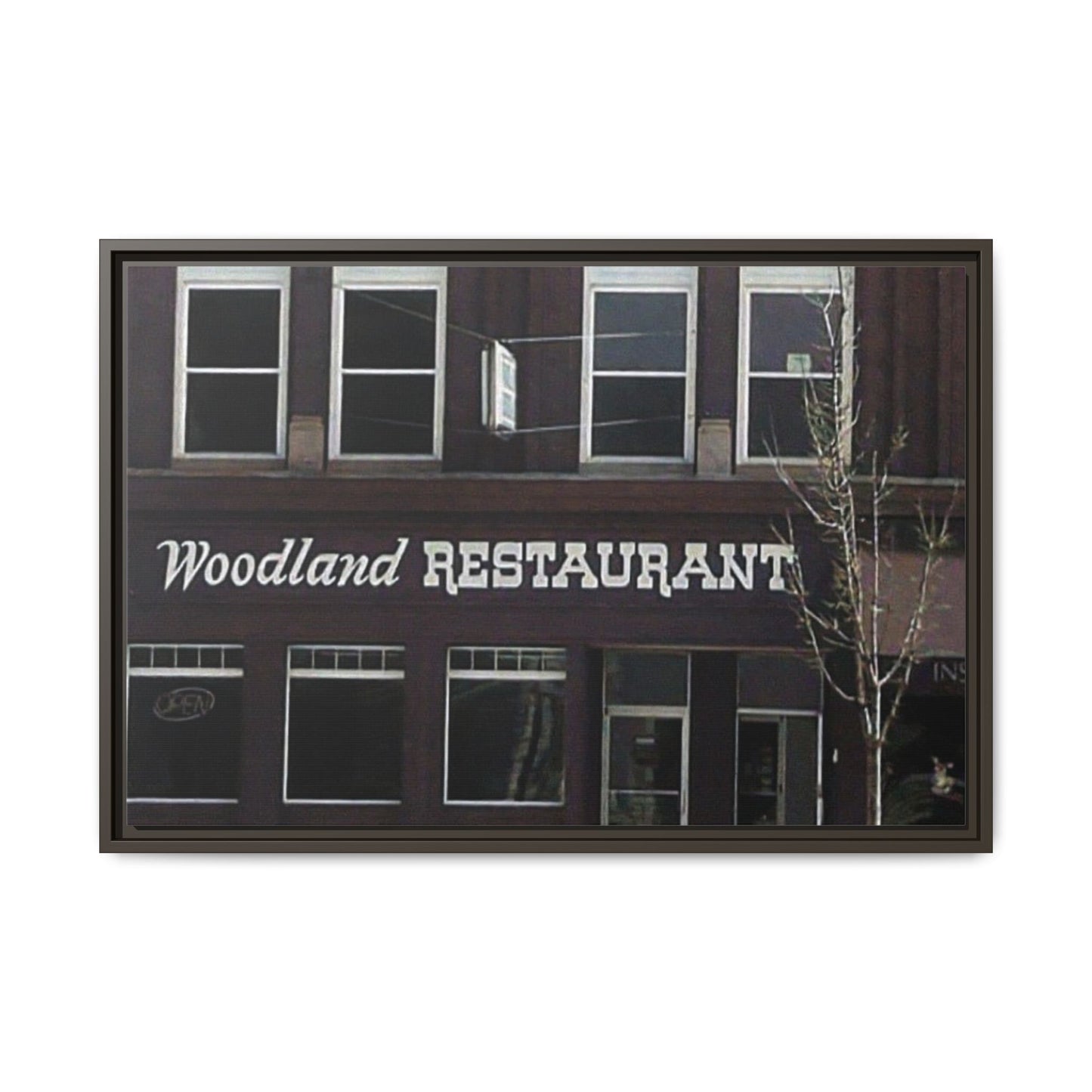 Woodland Restaurant Findlay O. Framed Matte Canvas Print - Woodland Restaurant Art for Home Decor