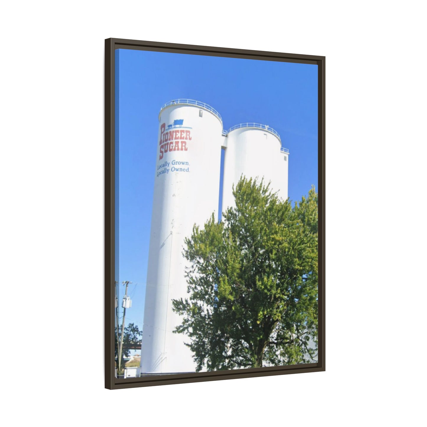 Pioneer Sugar Framed Matte Canvas Print - Vintage Farm Silos Art