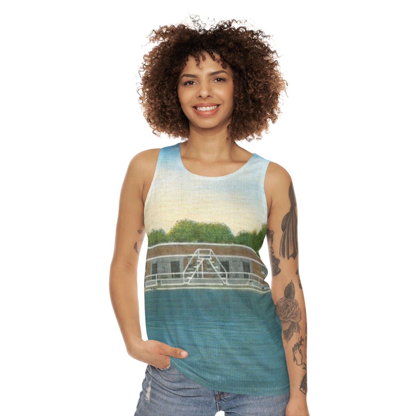 Riverside Pool Unisex Tank Top (AOP)