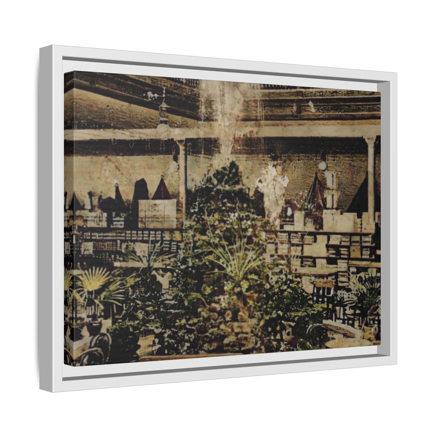 “Meet Me at the Fountain” C.F. Jackson’s Findlay, O. Vintage Matte Canvas Wall Art - Framed Historic Ohio Scene