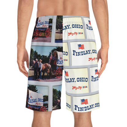 Flag City Covered Wagon Men's Board Shorts (AOP)
