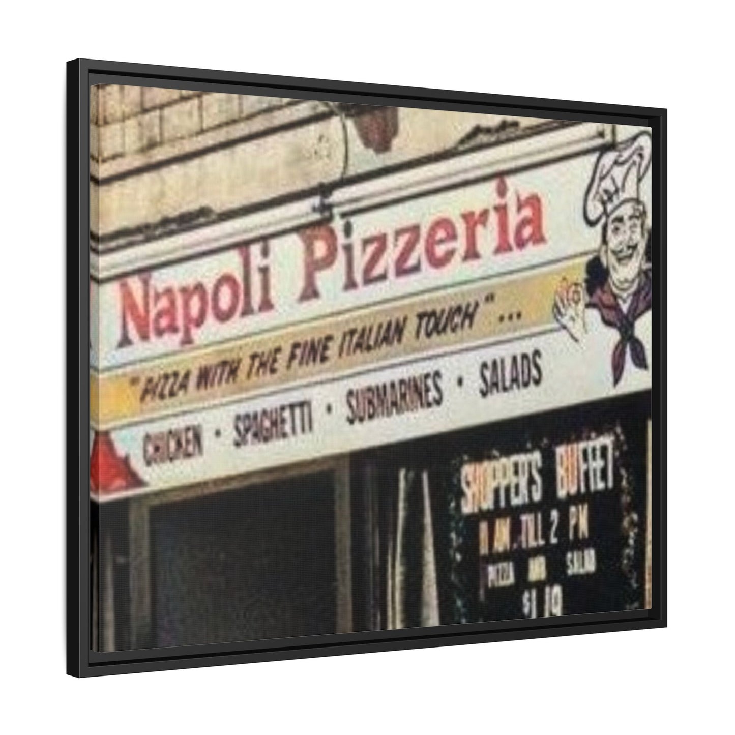 Napoli Pizzeria Retro Framed Canvas Print - Classic Italian Restaurant Decor