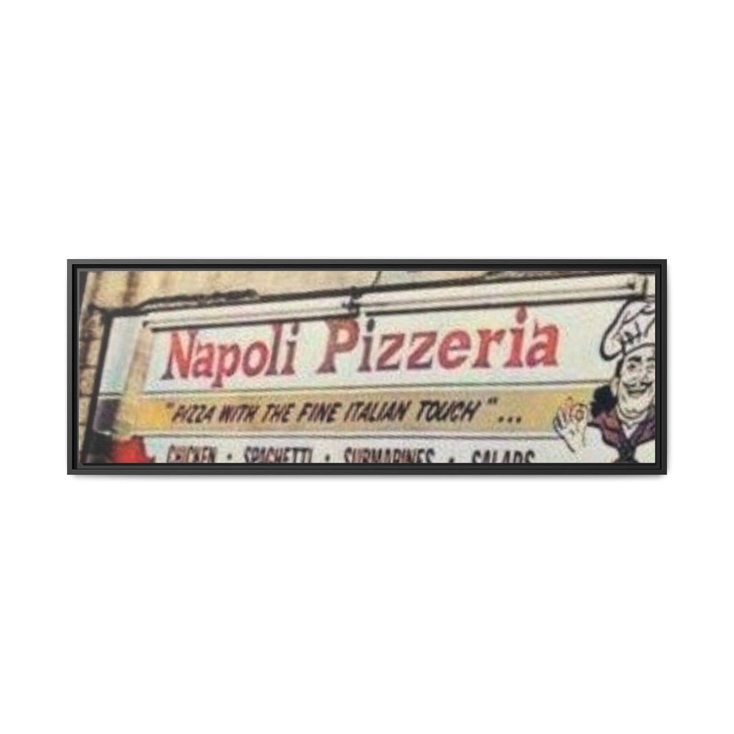 Napoli Pizzeria Retro Framed Canvas Print - Classic Italian Restaurant Decor