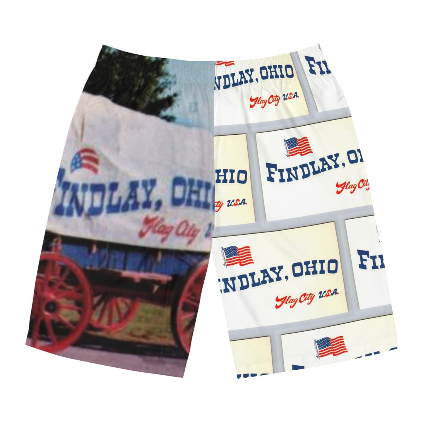 Flag City Covered Wagon Men's Board Shorts (AOP)