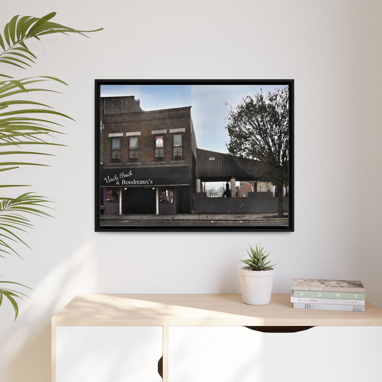 Uncle Buck & Boudreaux’s Framed Matte Canvas Art - Uncle Buck & Boudreaux's Street Scene Decor