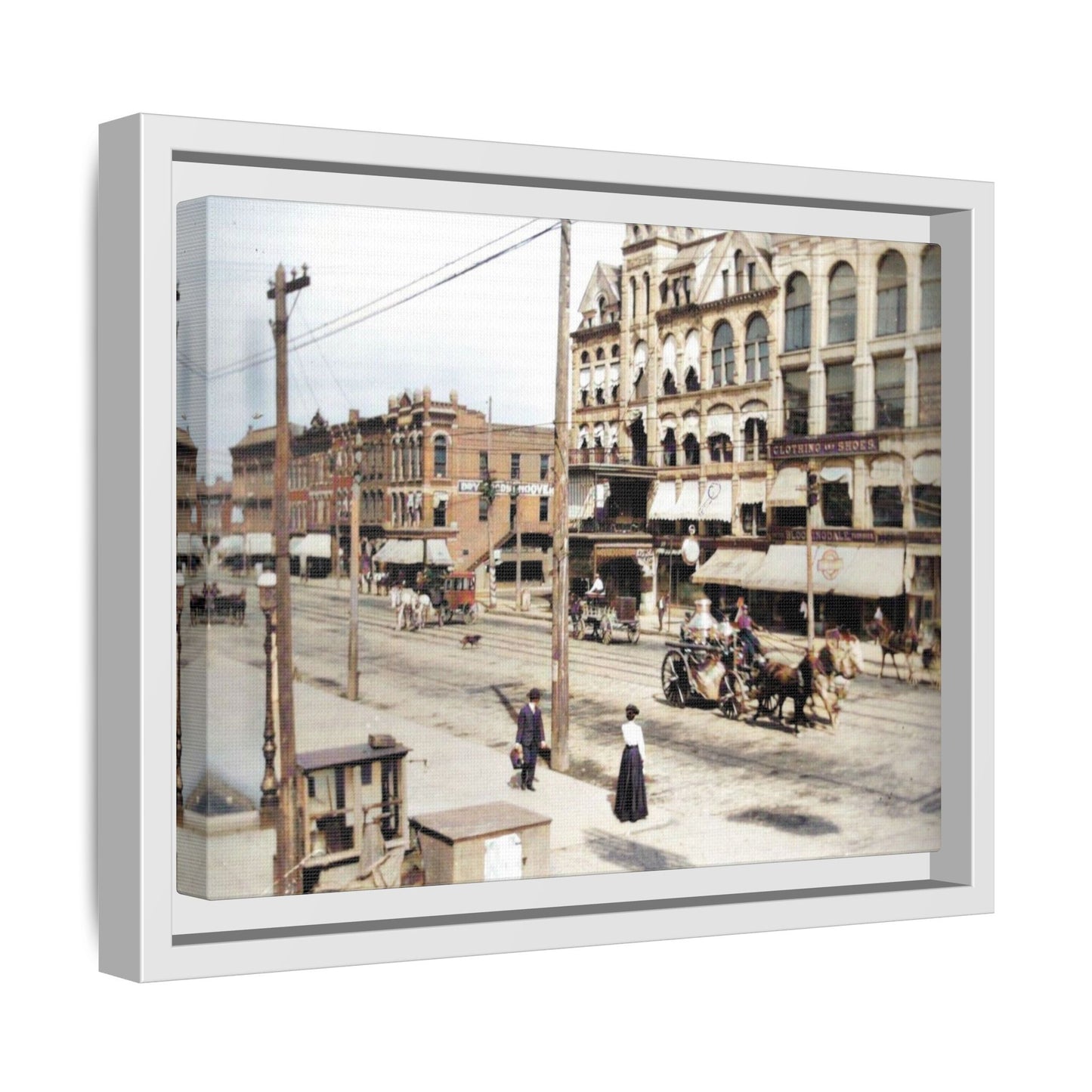 Marvin Block Findlay O. Vintage Street Scene Framed Matte Canvas - Urban Nostalgia Artwork