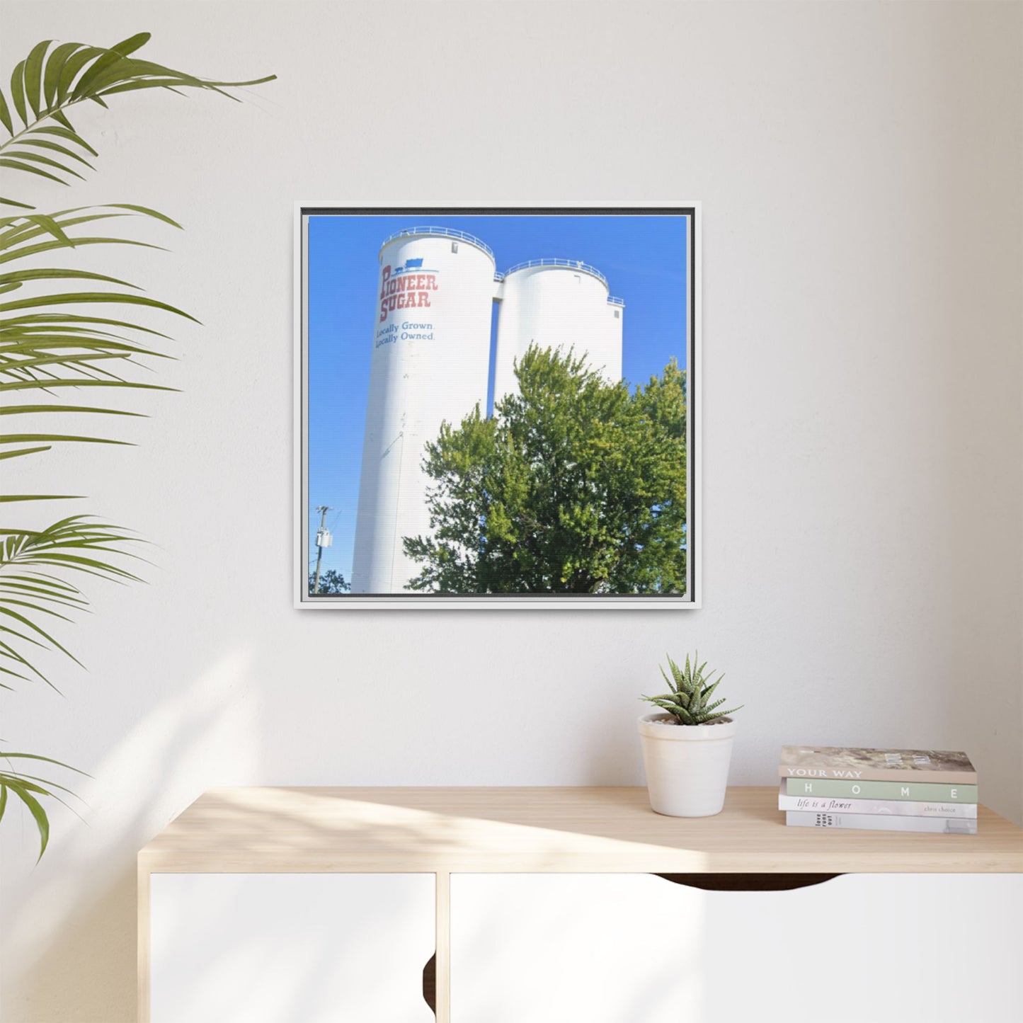 Pioneer Sugar Framed Matte Canvas Print - Vintage Farm Silos Art