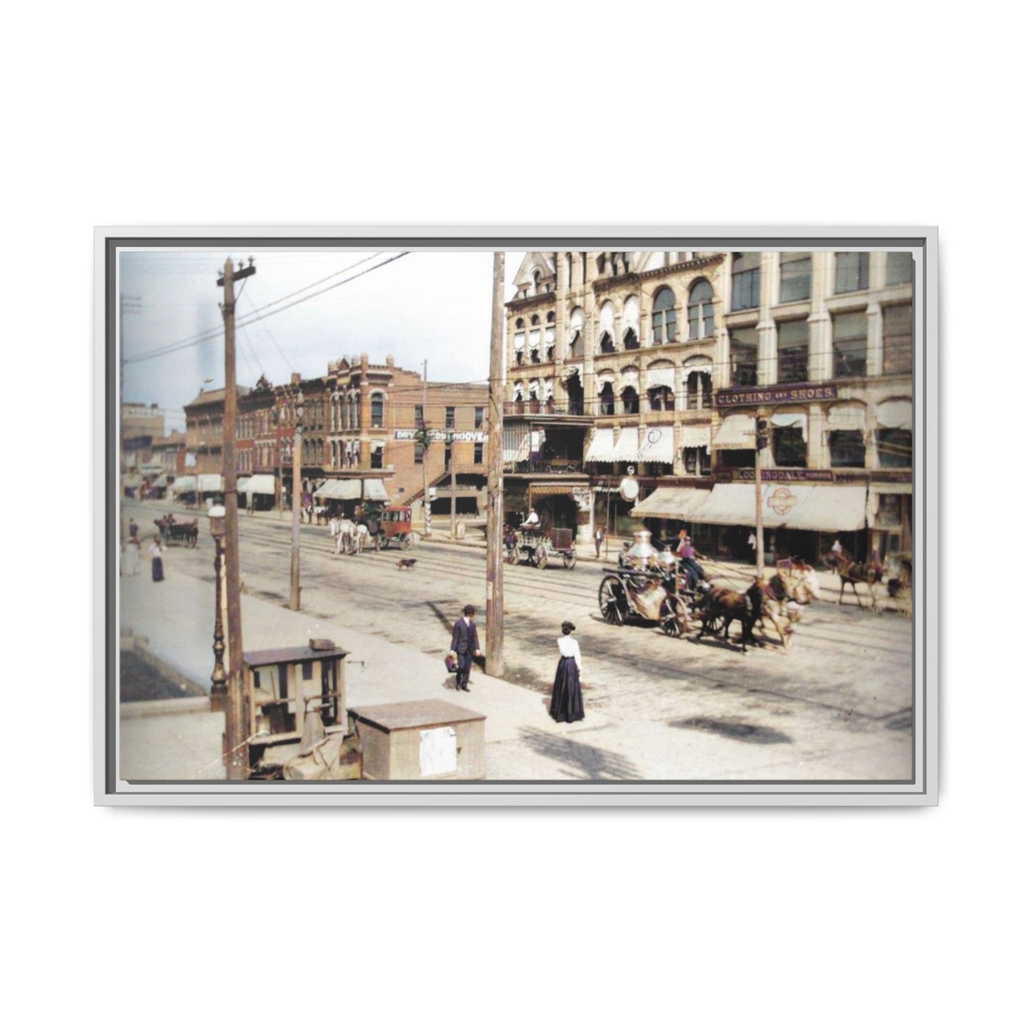 Marvin Block Findlay O. Vintage Street Scene Framed Matte Canvas - Urban Nostalgia Artwork