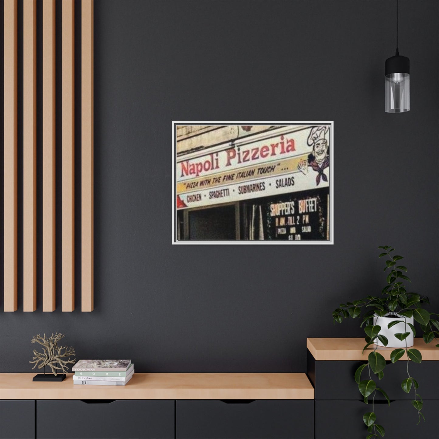 Napoli Pizzeria Retro Framed Canvas Print - Classic Italian Restaurant Decor