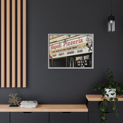 Napoli Pizzeria Retro Framed Canvas Print - Classic Italian Restaurant Decor