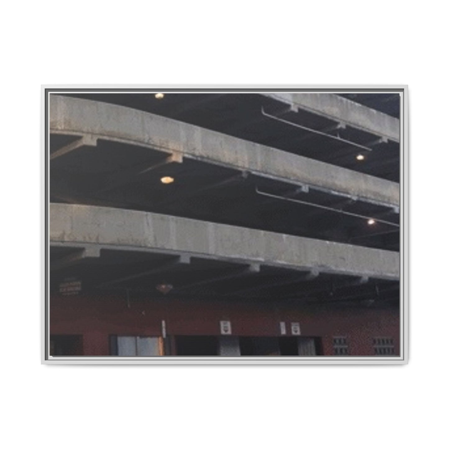 Downtown Findlay Parking Garage Urban Vibes Framed Canvas Art | Modern Wall Decor