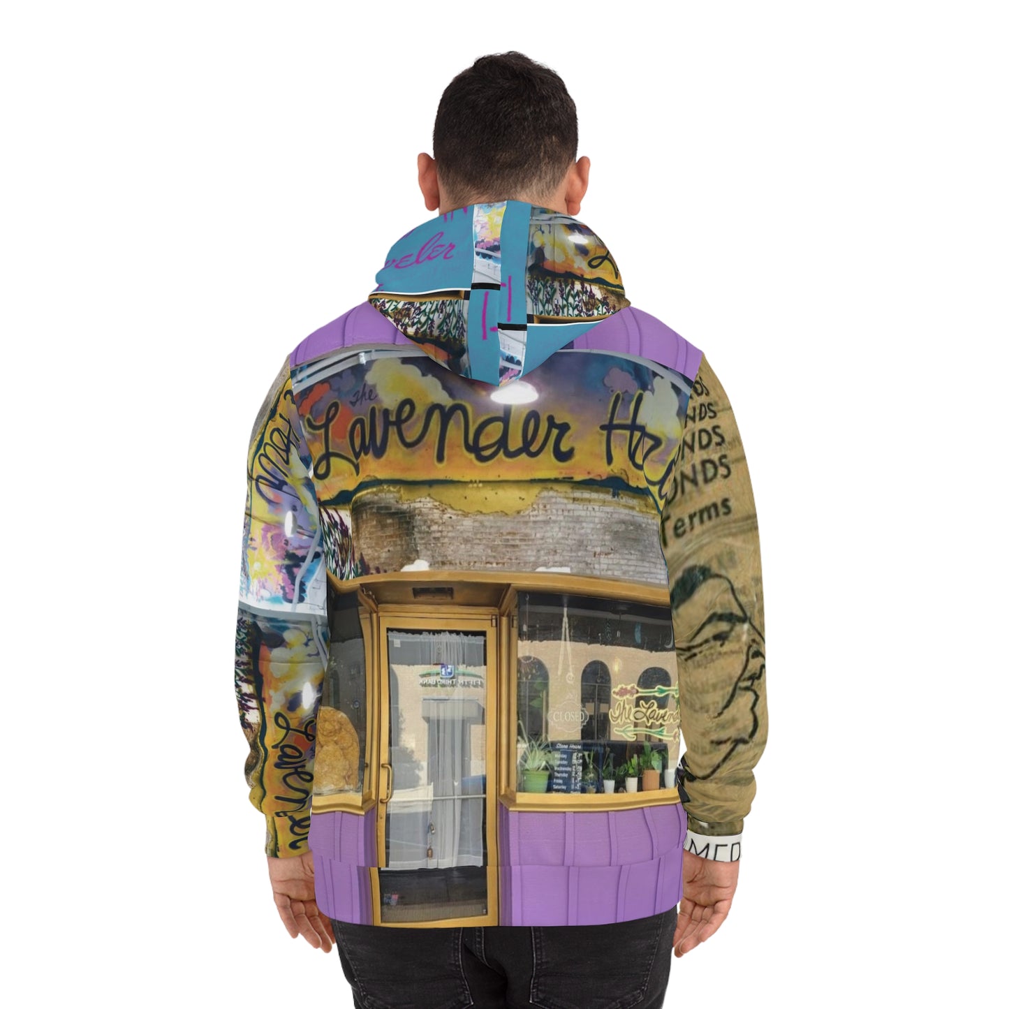 Lavender Hour Homer Bean 113 E Crawford Fashion Hoodie (AOP)