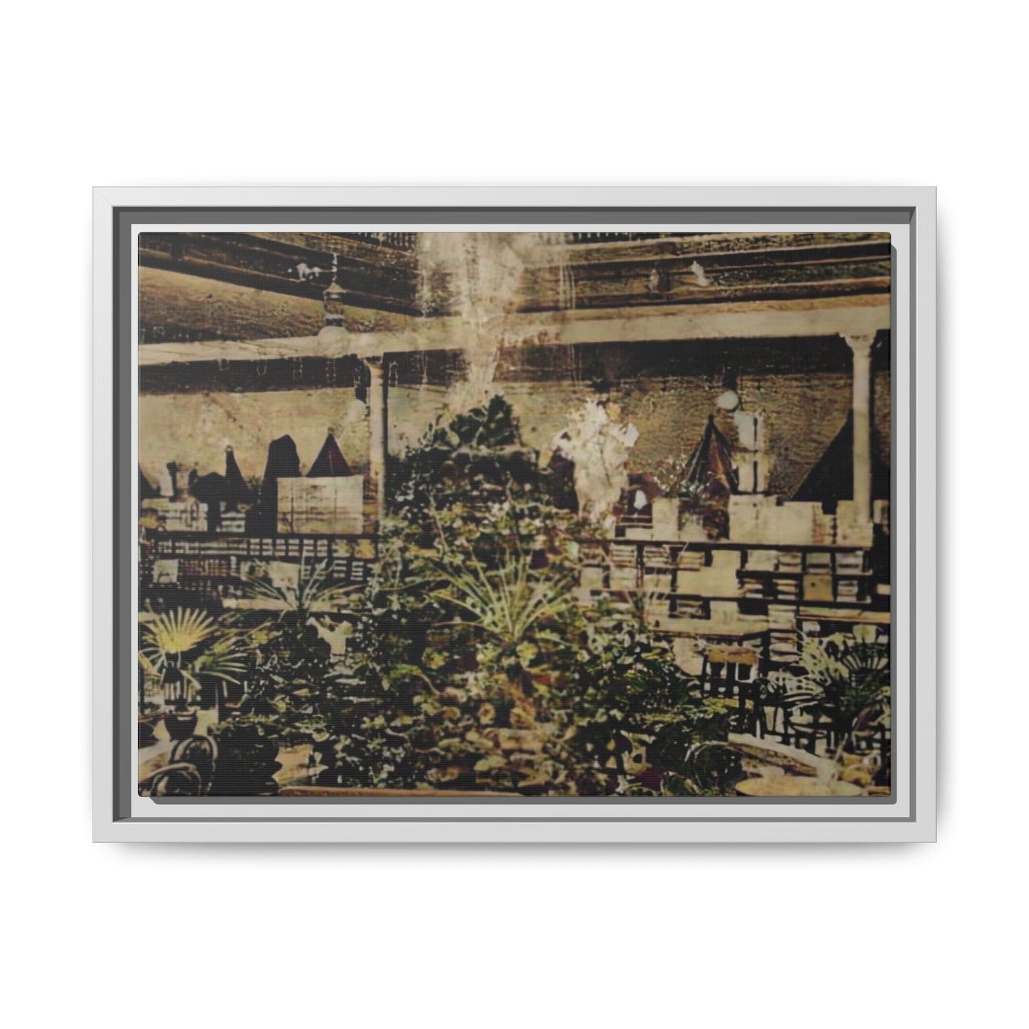 “Meet Me at the Fountain” C.F. Jackson’s Findlay, O. Vintage Matte Canvas Wall Art - Framed Historic Ohio Scene