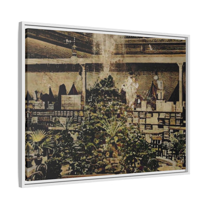 “Meet Me at the Fountain” C.F. Jackson’s Findlay, O. Vintage Matte Canvas Wall Art - Framed Historic Ohio Scene