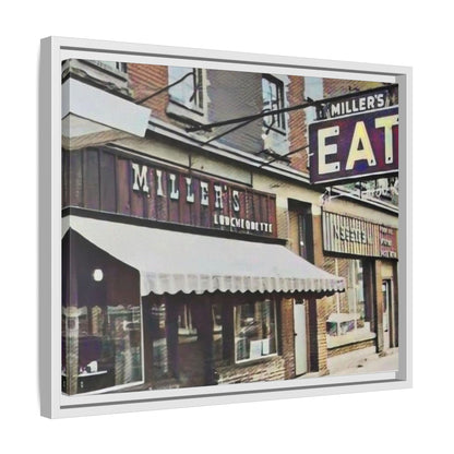 Retro Framed Canvas Print - Miller's Eatery Sign Artwork