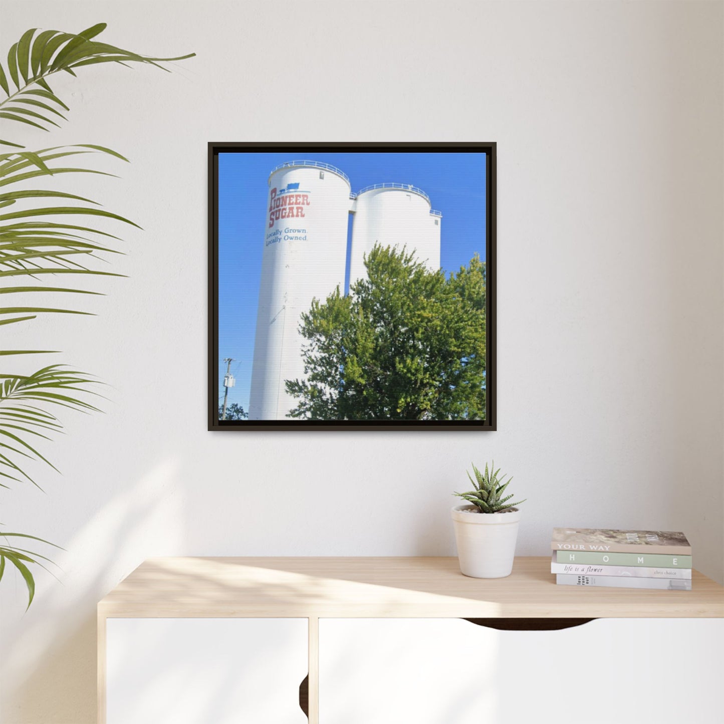 Pioneer Sugar Framed Matte Canvas Print - Vintage Farm Silos Art