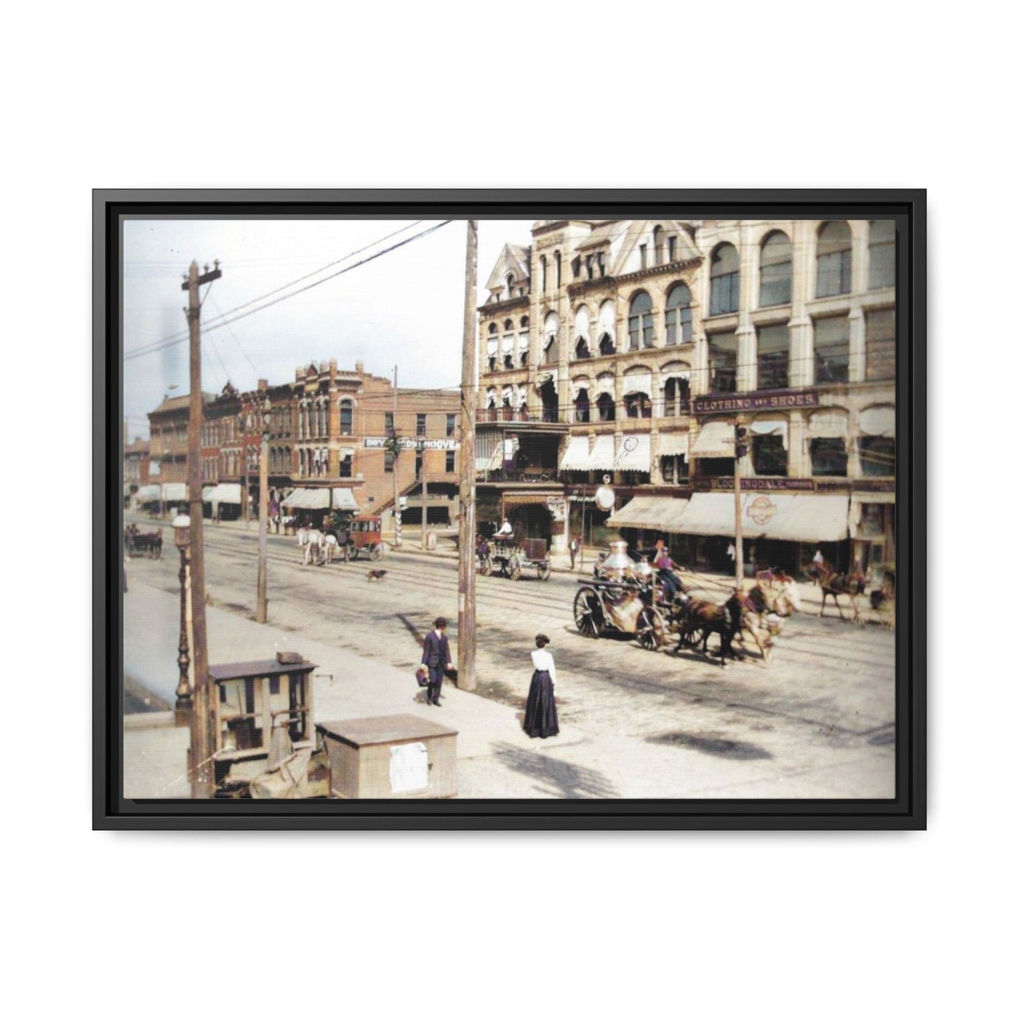 Marvin Block Findlay O. Vintage Street Scene Framed Matte Canvas - Urban Nostalgia Artwork