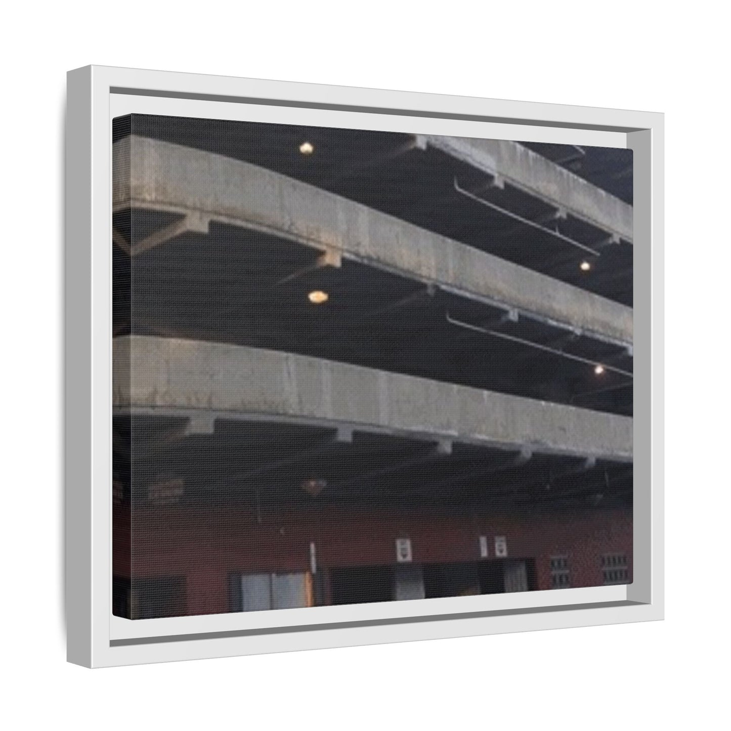 Downtown Findlay Parking Garage Urban Vibes Framed Canvas Art | Modern Wall Decor