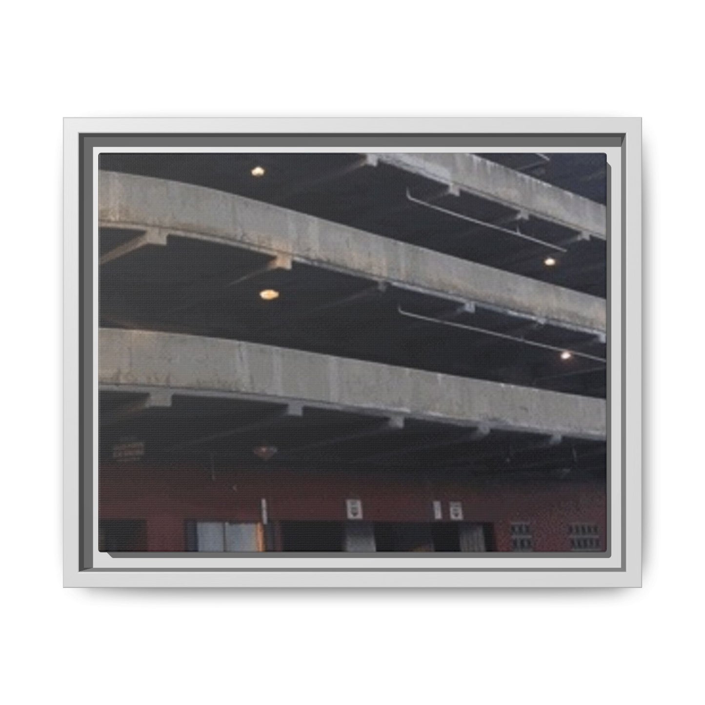 Downtown Findlay Parking Garage Urban Vibes Framed Canvas Art | Modern Wall Decor