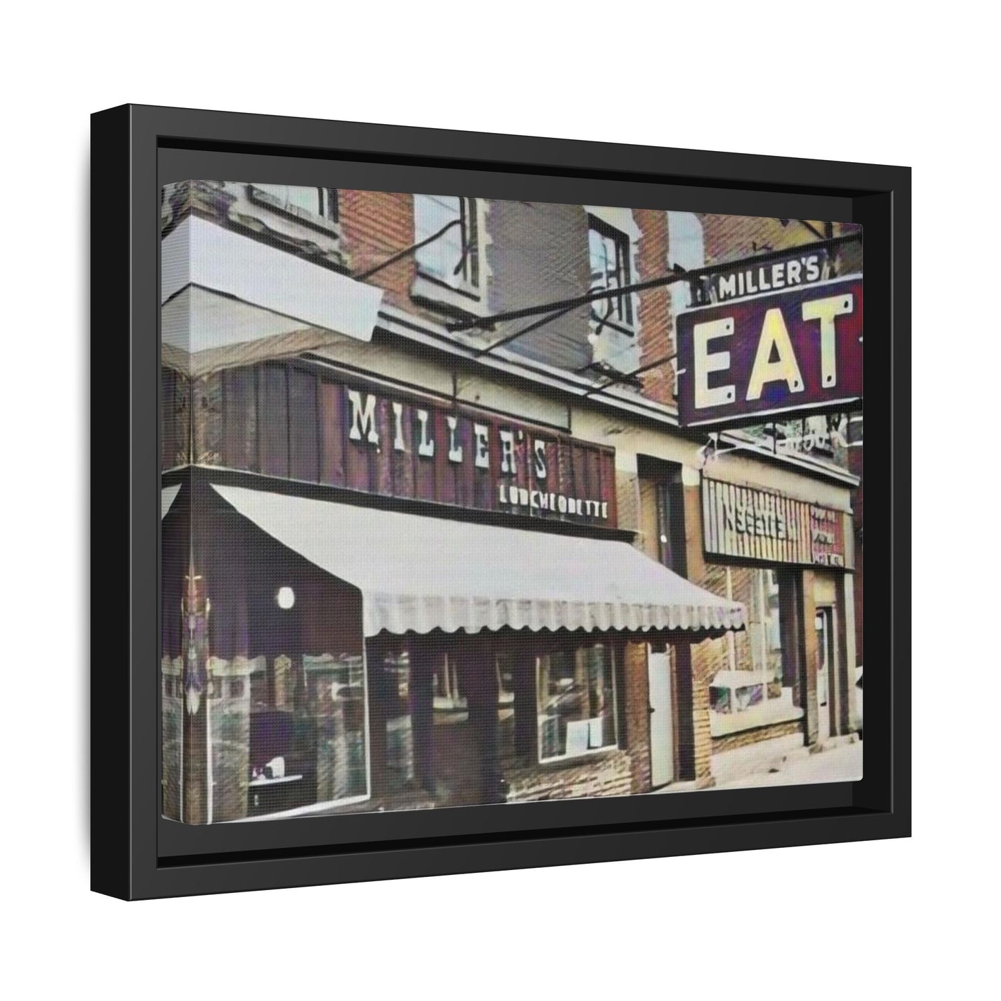 Retro Framed Canvas Print - Miller's Eatery Sign Artwork