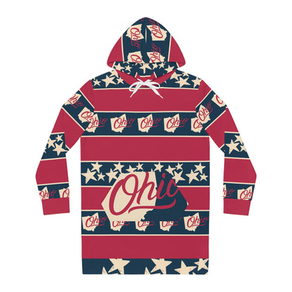 Ohio Red White and Blue Women's Hoodie Dress (AOP)