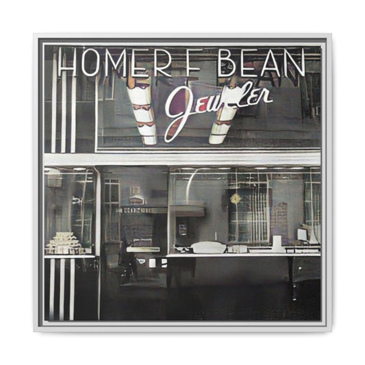 Homer F Bean Vintage Framed Matte Canvas - Home of Bean Jeweler Wall Art