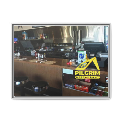 Pilgrim Resturant Counter Matte Canvas, Framed (Multi-color)