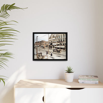 Marvin Block Findlay O. Vintage Street Scene Framed Matte Canvas - Urban Nostalgia Artwork