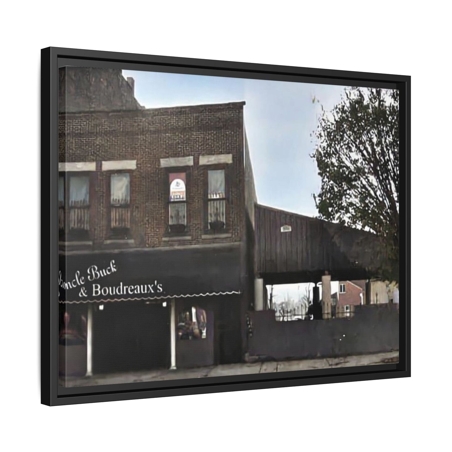 Uncle Buck & Boudreaux’s Framed Matte Canvas Art - Uncle Buck & Boudreaux's Street Scene Decor