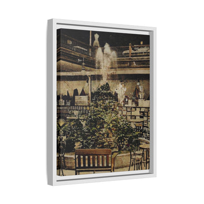 “Meet Me at the Fountain” C.F. Jackson’s Findlay, O. Vintage Matte Canvas Wall Art - Framed Historic Ohio Scene