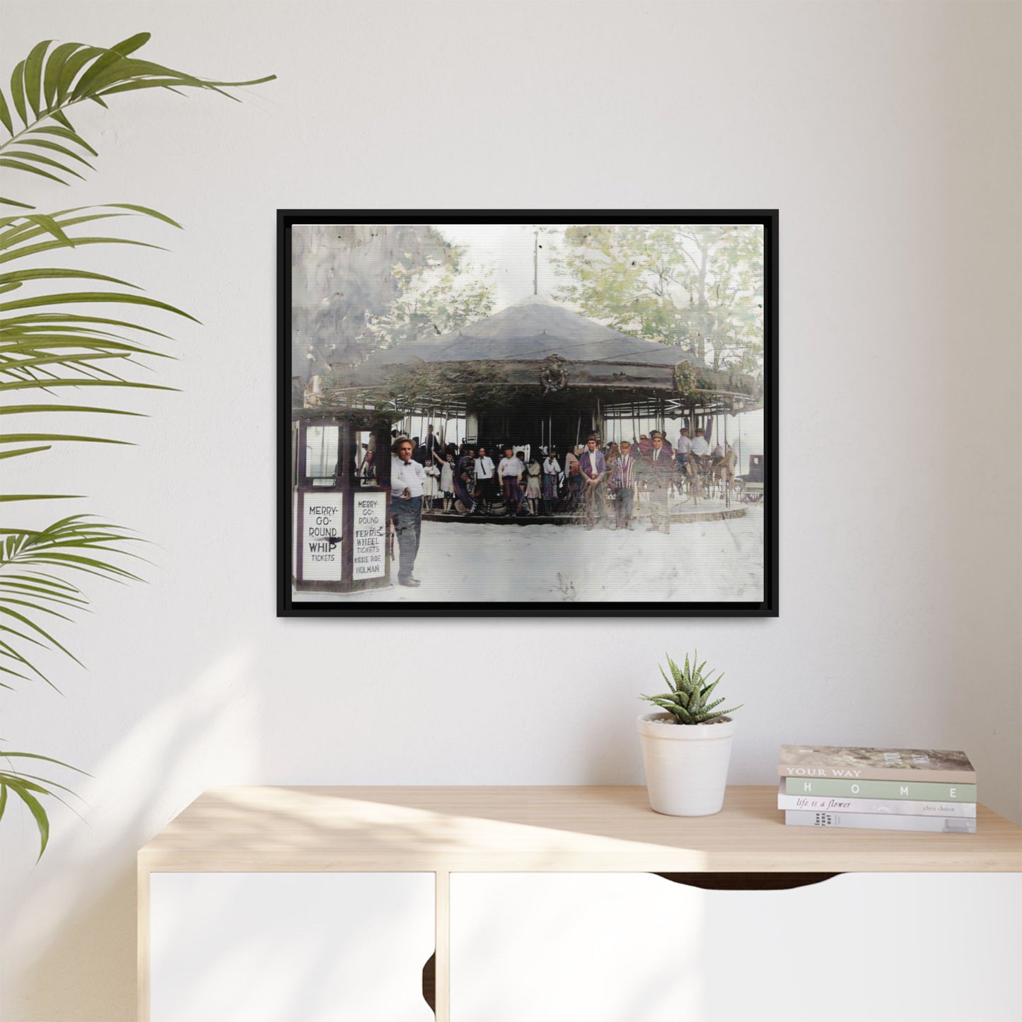 Vintage Carousel Wall Art - Matte Framed Canvas Print