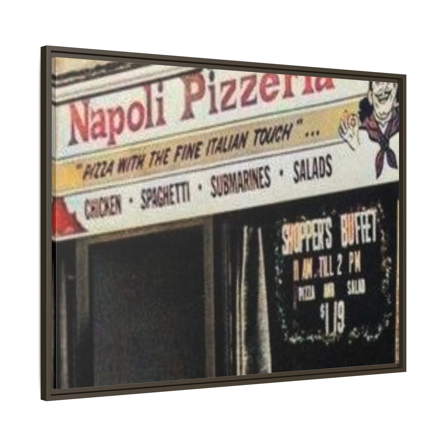 Napoli Pizzeria Retro Framed Canvas Print - Classic Italian Restaurant Decor