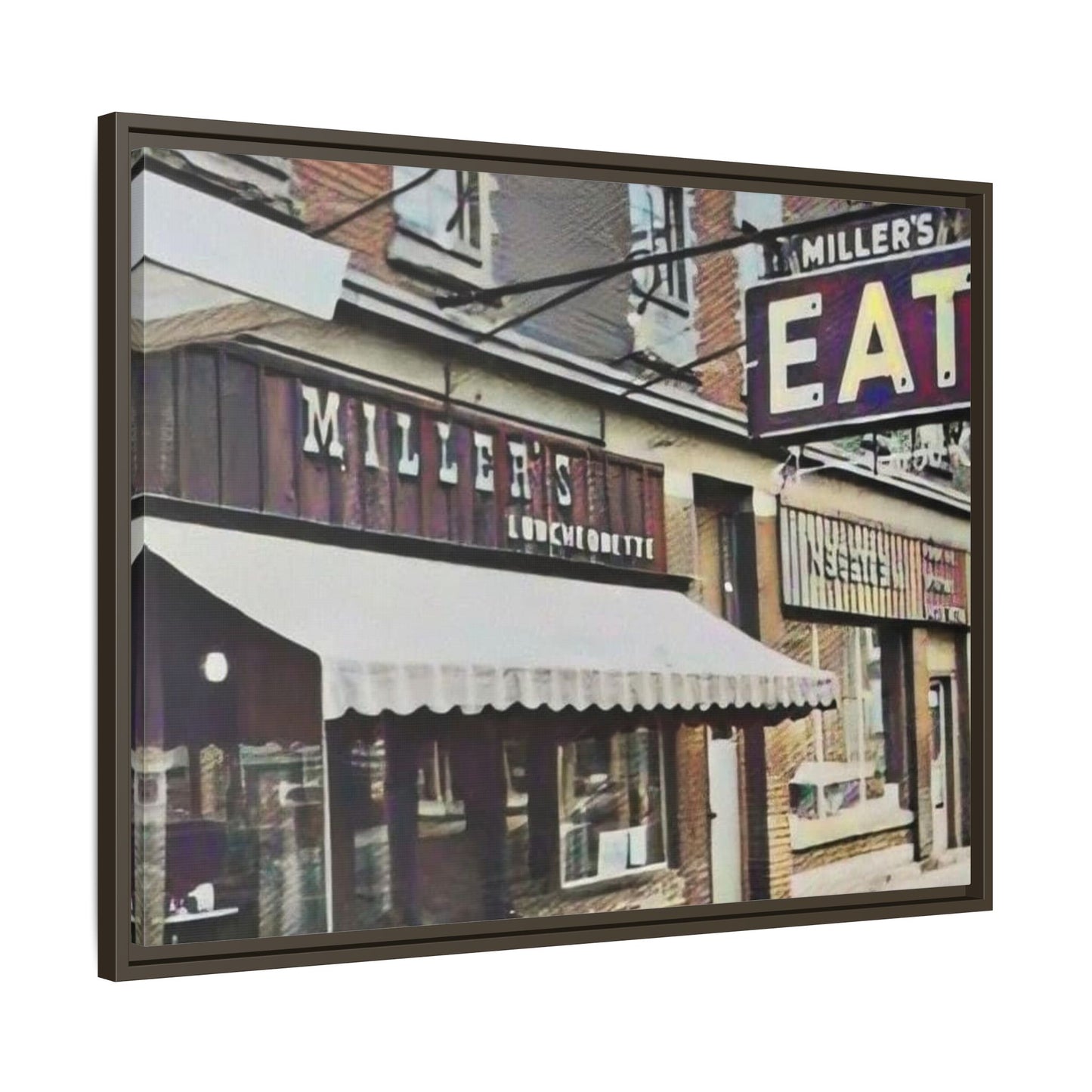 Retro Framed Canvas Print - Miller's Eatery Sign Artwork